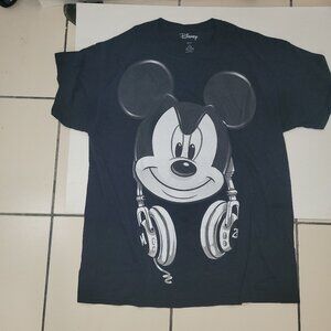 Mickey Mouse T Shirt Mens Large Black DJ M28 Headphones EDM Techno Rave Club